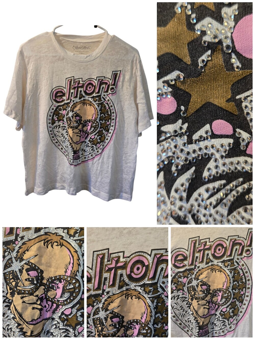 Lauren Moshi Crystal Elton John burnout tee